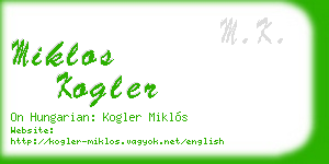 miklos kogler business card